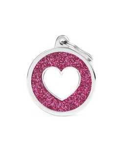 MY FAMILY CERCHIO GRANDE CUORE BIANCO GLITTER ROSA