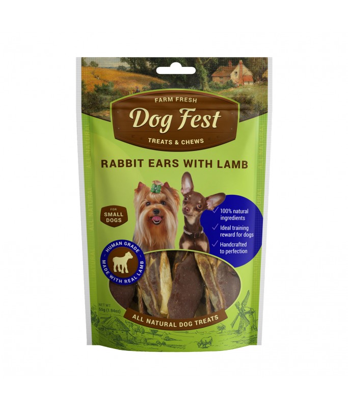 Dog Fest Rabbit Ears With Lamb For Mini-Dogs - 55g (1.94oz)