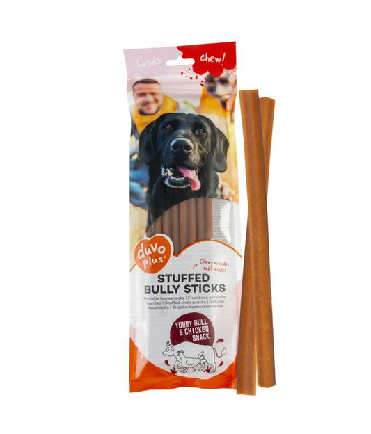 Duvo+ Chew! Stuffed Bully Sticks 25,4cm - 4pcs - 208g, Brown