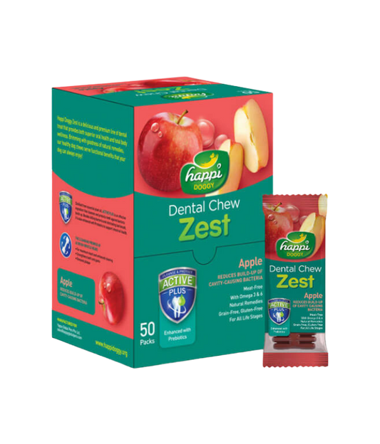 Happi Doggy Dental Chew Zest-Apple-4'' (Display Box-50pcs)