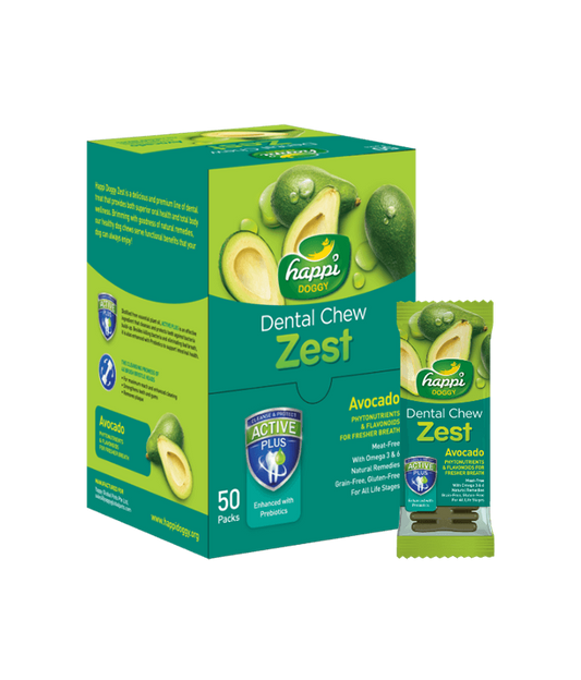 Happi Doggy Dental Chew Zest-Avocado-4'' (Display Box-50pcs)