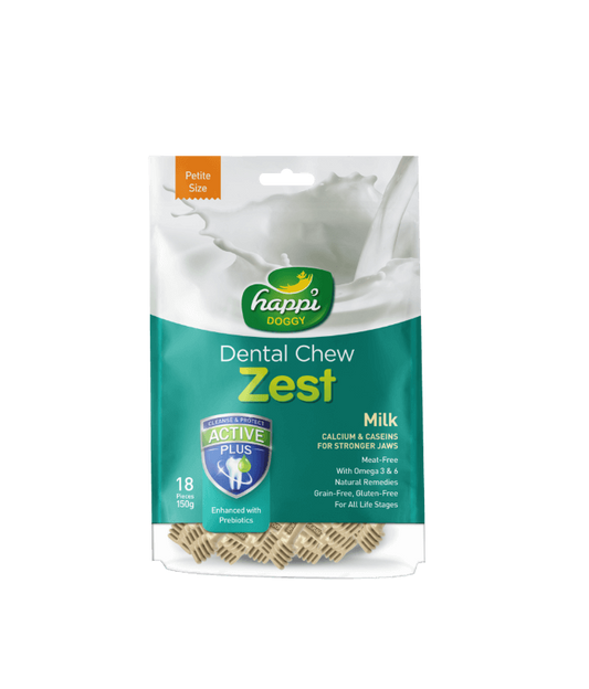 Happi Doggy Dental Chew Zest-Milk-2.5" (18 Pieces)-150g