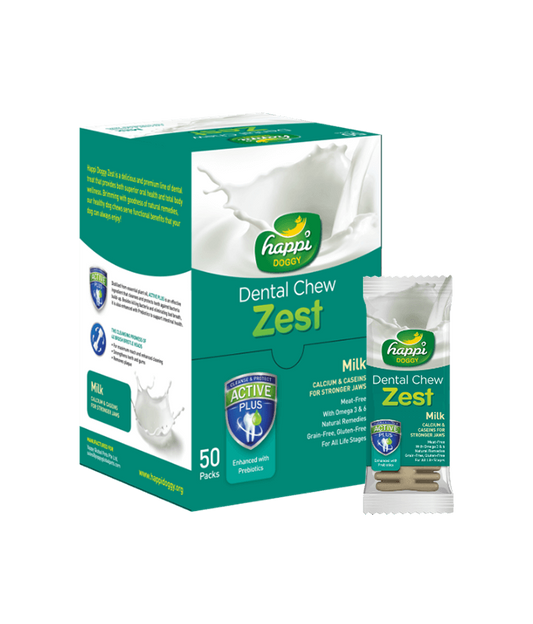 Happi Doggy Dental Chew Zest-Milk-4'' (Display Box-50pcs)