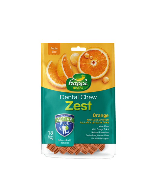 Happi Doggy Dental Chew Zest-Orange-2.5" (18 Pieces)-150g