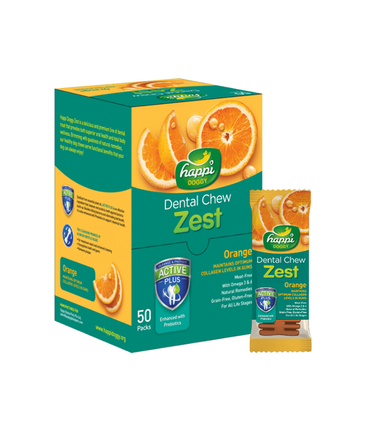 Happi Doggy Dental Chew Zest-Orange-4'' (Display Box-50pcs)