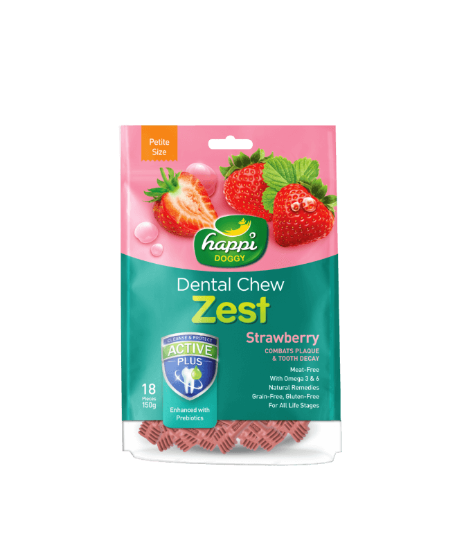 Happi Doggy Dental Chew Zest-Strawberry- 2.5" (18 Pieces) -150g