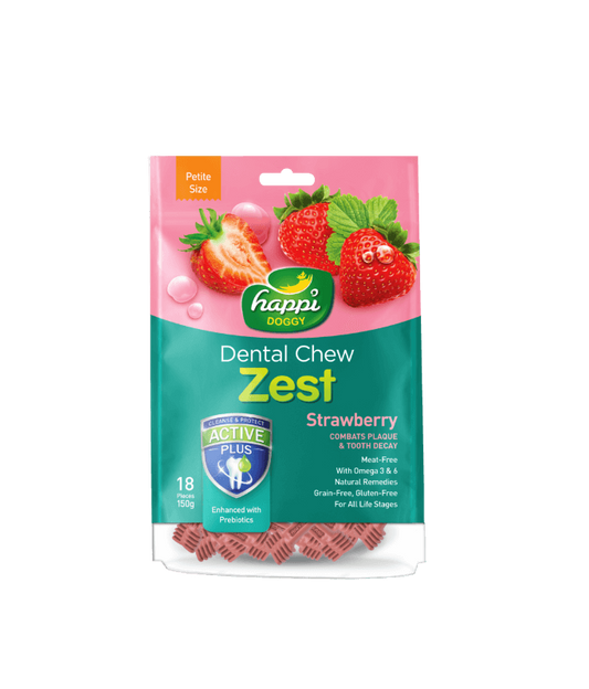 Happi Doggy Dental Chew Zest-Strawberry- 2.5" (18 Pieces) -150g