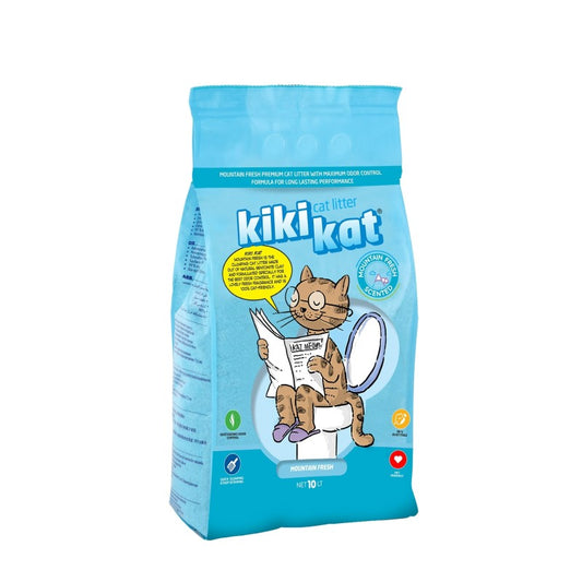 Kiki Kat White Bentonite Clumping Cat Litter –Mountain Fresh-10 L